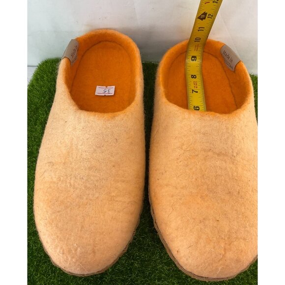 New Handmade Felted Wool Slippers By Pandarai Size 35 Made In Kyrgyzstan Orange - Picture 7 of 9